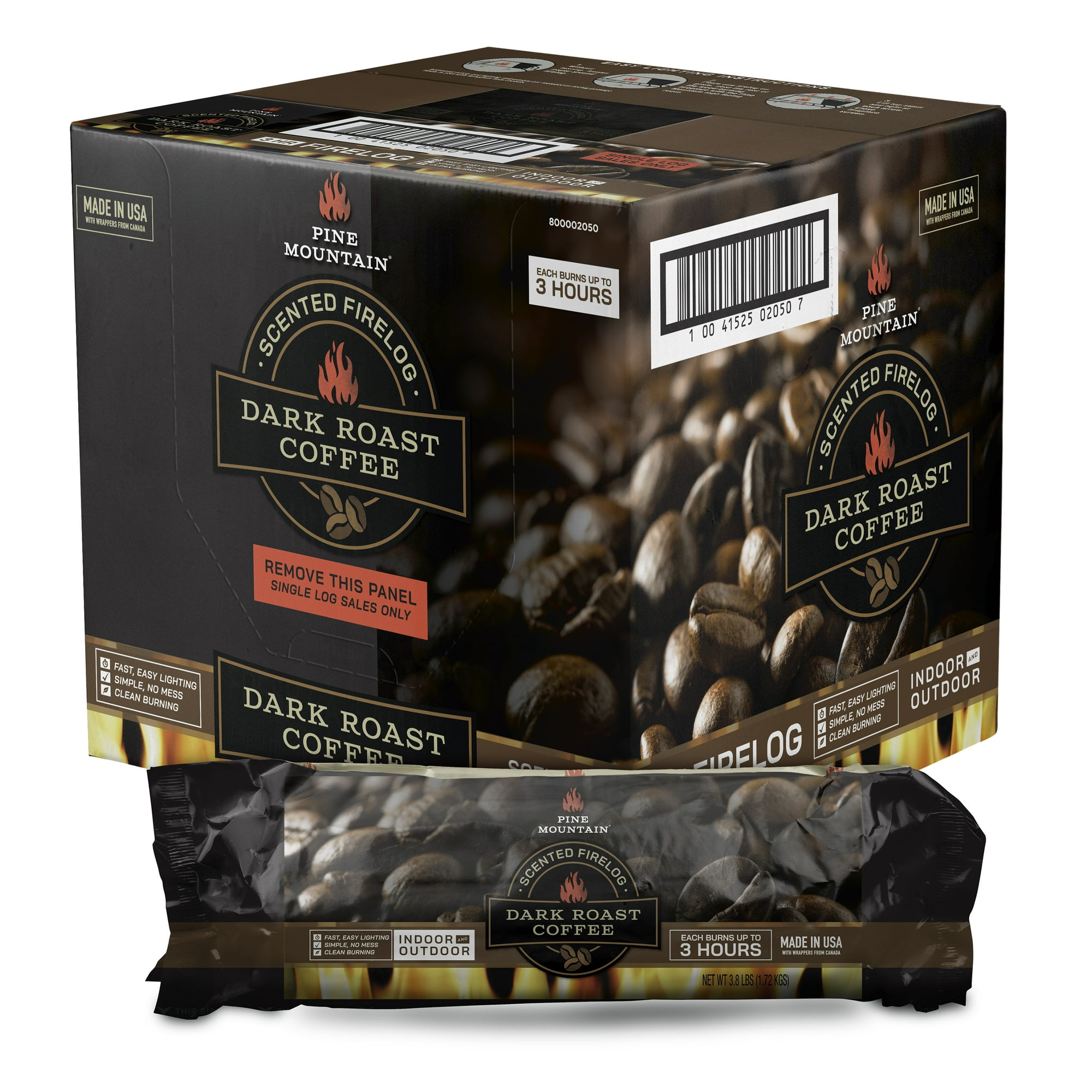 Pine Mountain Dark Roast Coffee Scented Firelog Single - Walmart.com