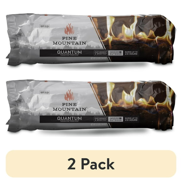 (2 pack) Pine Mountain Quantum Premium Firelog, 2.5-Hour Firelog, Bright Burning Firelog for Fireplace, Fire Pit, Campfire, Indoor & Outdoor Use