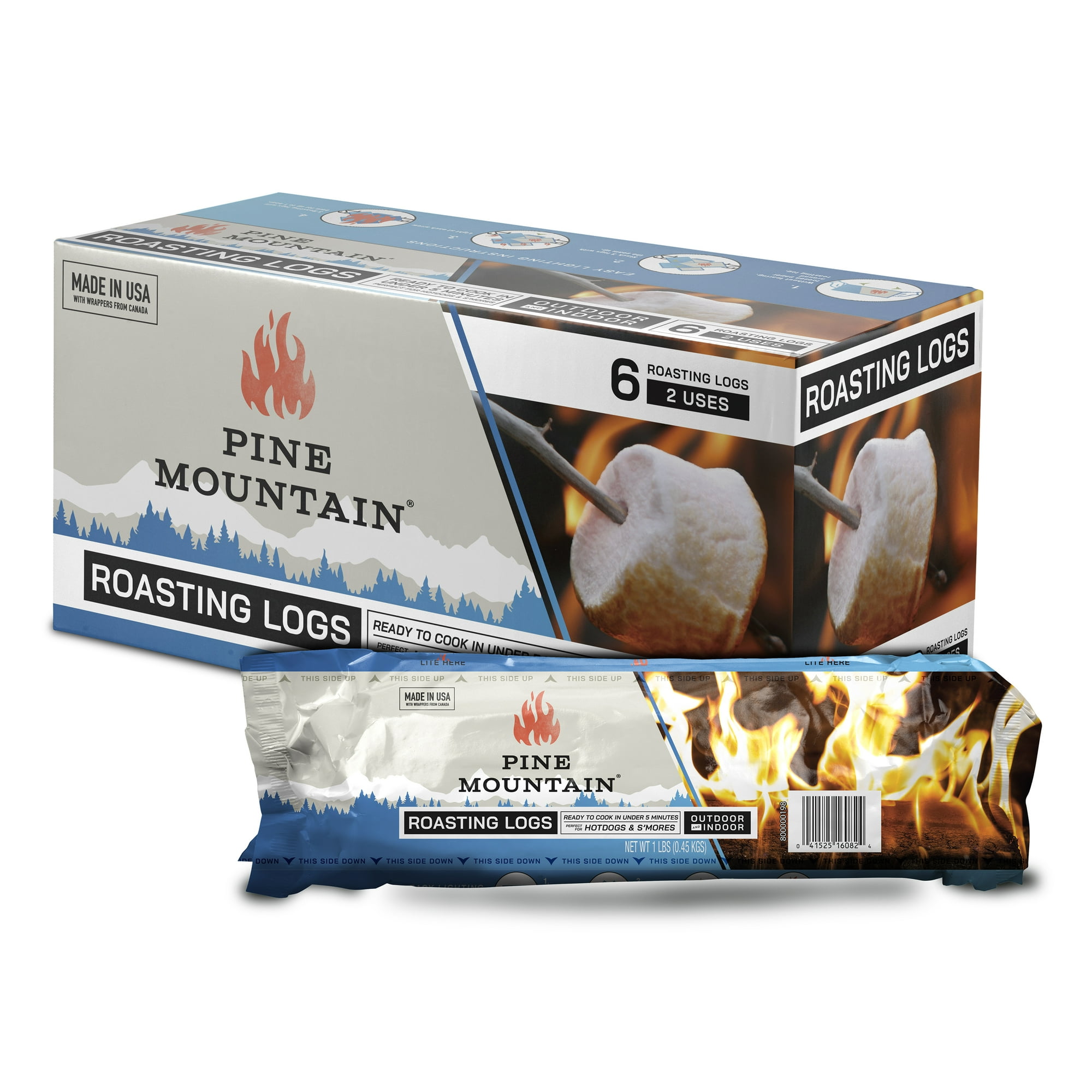 Pine Mountain Roasting Log for Campfires, 6 logs, 2 Use Pack, Food-Safe  Cooking Firelog - Walmart.com