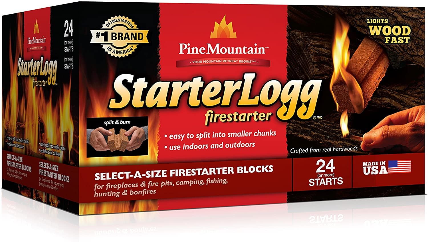 Pine Mountain StarterLogg Firestarting Blocks, 24 Starts, for Campfire