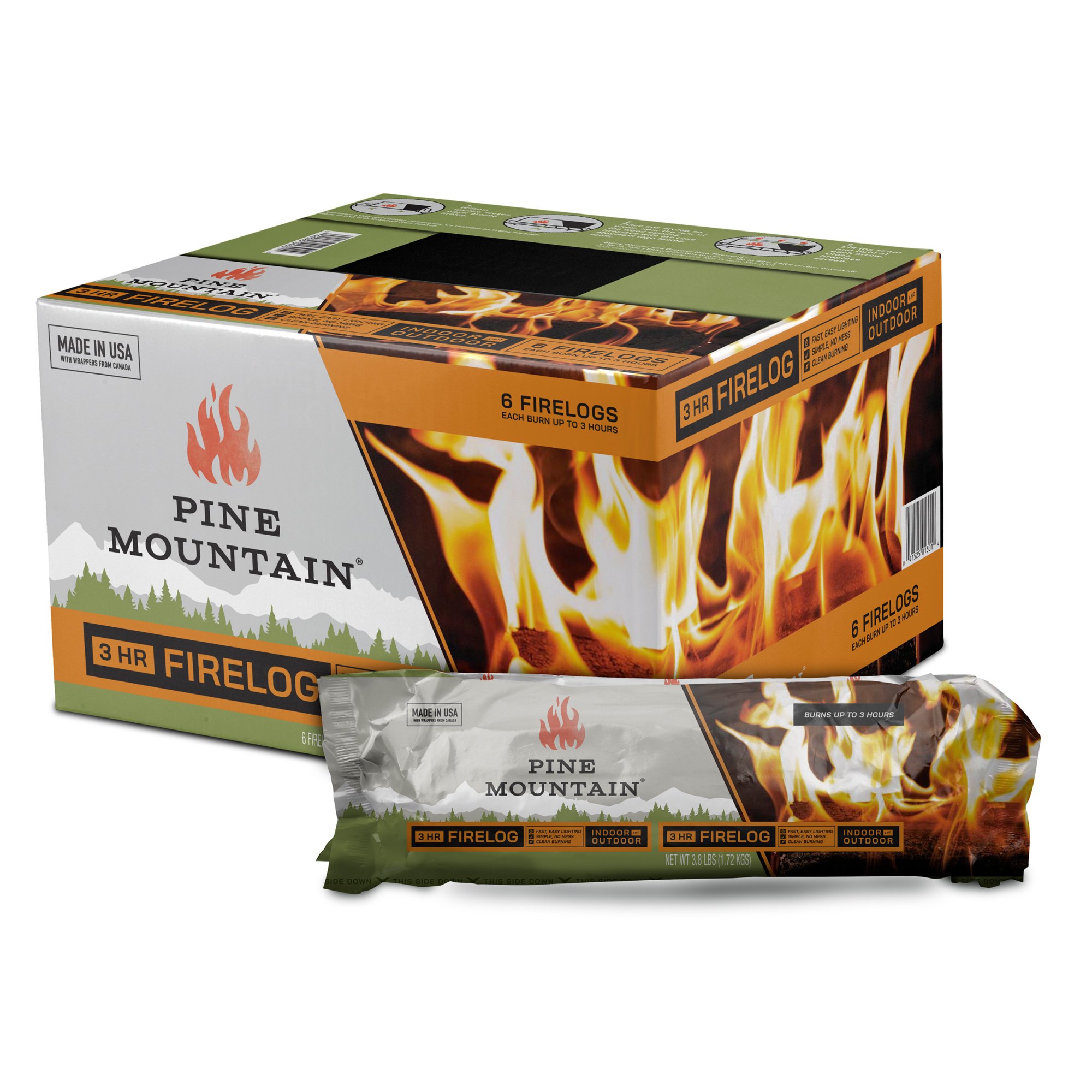 Pine Mountain Traditional 3-Hour Firelogs, Long Burning Fire Log 6 Pack -  Walmart.com