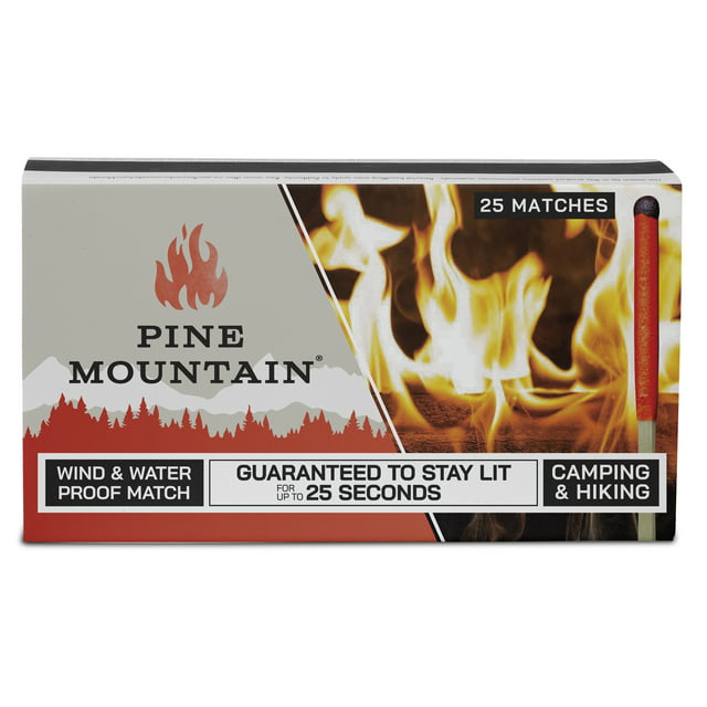 Pine Mountain Weatherproof Match, Match for Extreme Conditions, 25 Count, Tan and Red