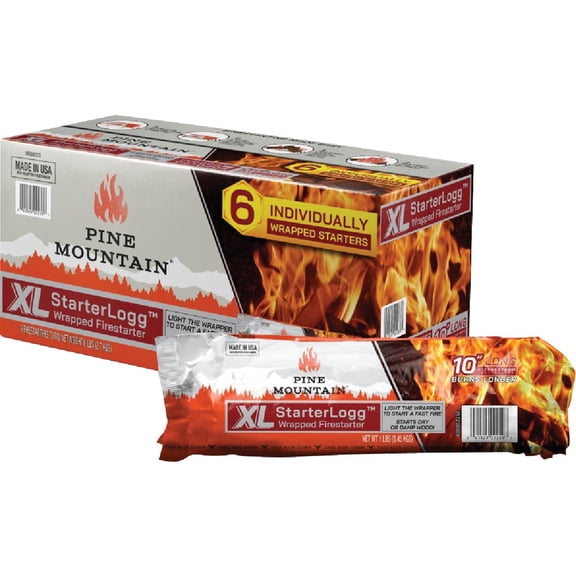 Pine Mountain XL StarterLogg, 2 Times Bigger Than Pine Mountain Wrappeed Starerlogg, Individualy Wrapped Fire Stater, Good for Wood Fire Log for Campfire, Fireplace, Wood Stove, Fire Pit