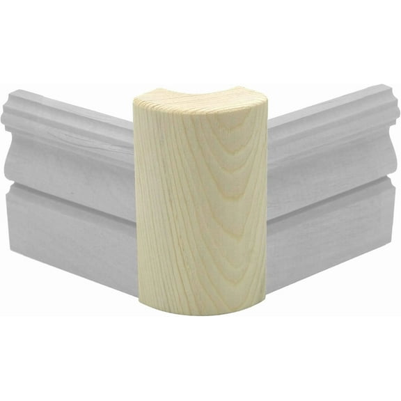 Pine Outside Radius Corner Base Block Bullnose, 3/4" x 2 1/4" x 4" Clear Pine & Knotty Pine - Fits 3/4" Radius, Trim Molding