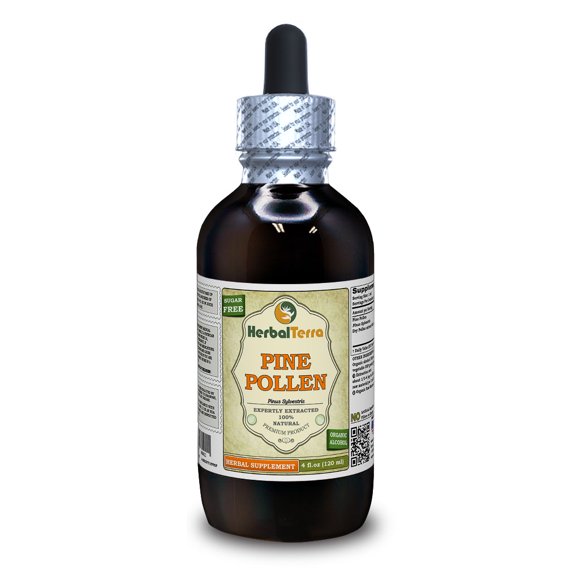 Pine Pollen Dry Pollen Absolutely Natural Expertly Extracted by Trusted HerbalTerra Brand Certified Organic Alcohol-Based Liquid Extract. Proudly made in USA. Tincture 4 Fl.Oz