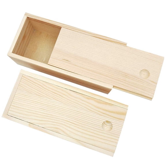 Pine Pull-Out Box Sliding Cover Wooden Box Wooden Storage Box Log Drawer Wood Jewelry Organizer Case DIY Case