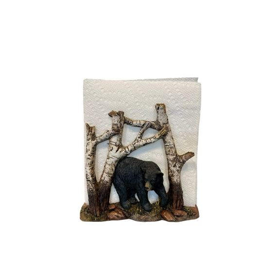 Pine Ridge Bear Napkin Holder - Black Bear Cabin Kitchen Decor, Rustic Black Bear Accessories