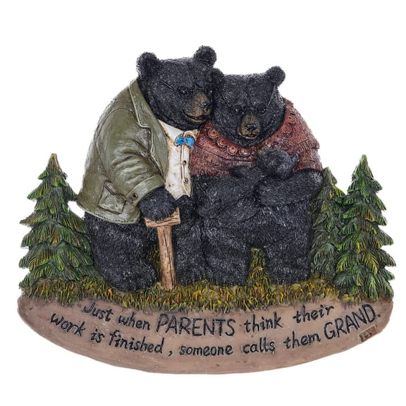 Pine Ridge Black Bear Wall Art Plaque, Just When Parents Think Their Work is Finished Someone Calls Them Grand Home Decor, Rustic Wildlife Cabin Hunting Ready to Hang Office Desk Dcor