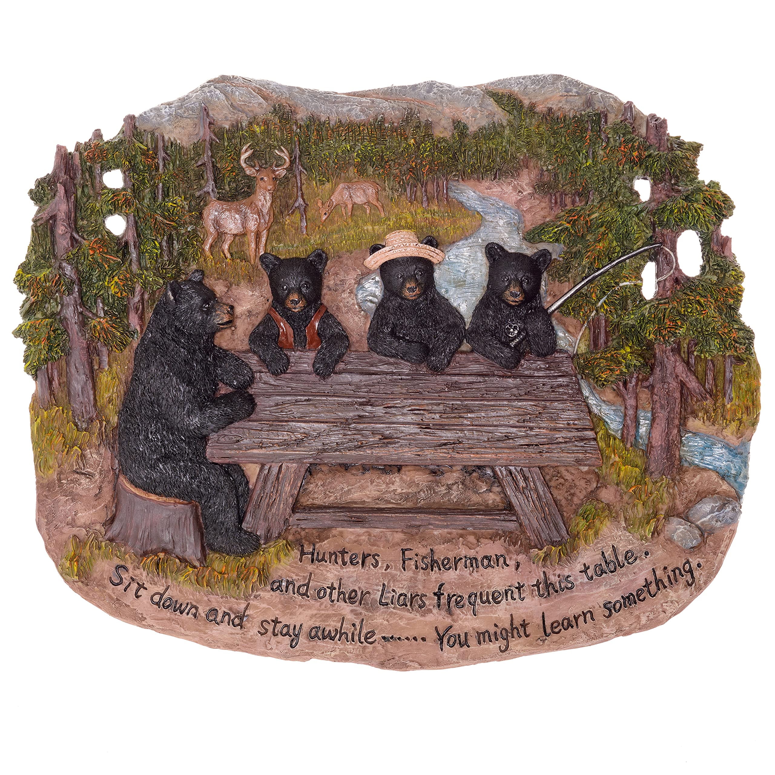 Pine Ridge Sit A While Wall Decor- Black Bear Wall Plaque, Hanging