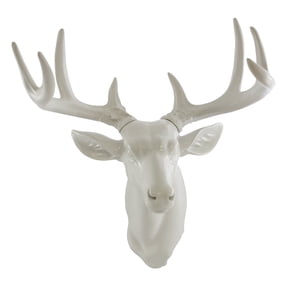 Pine Ridge White Medium Wall Mount Deer Head & Antlers - Animal-Friendly Wall Sculpture, Hand-Painted Polyresin Decor for Nature Lovers, Wildlife Enthusiasts, Hunters & Outdoor Spaces