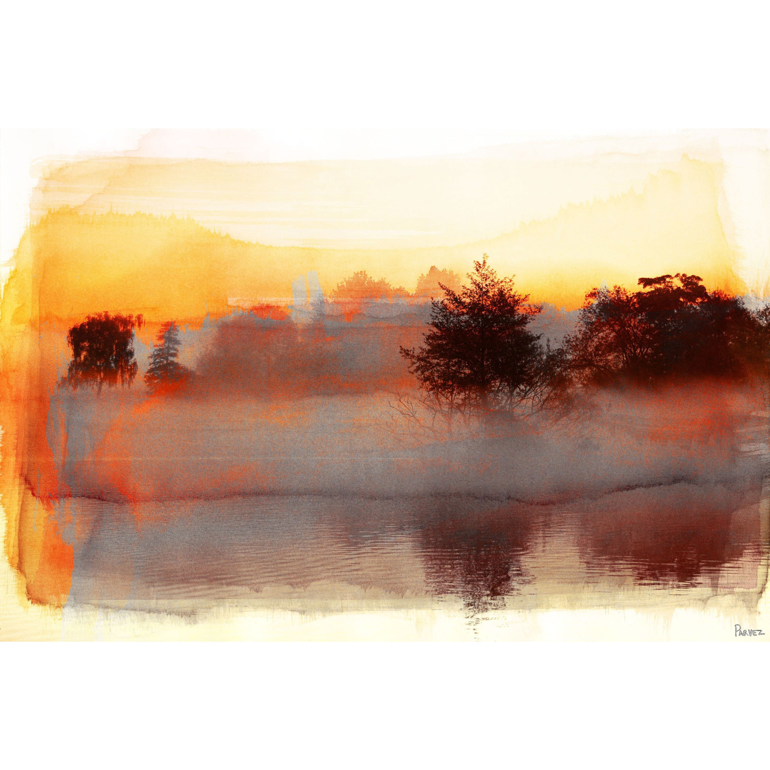 Sunset Forest Landscape Canvas Print in Warm Tones, 30" x 45"