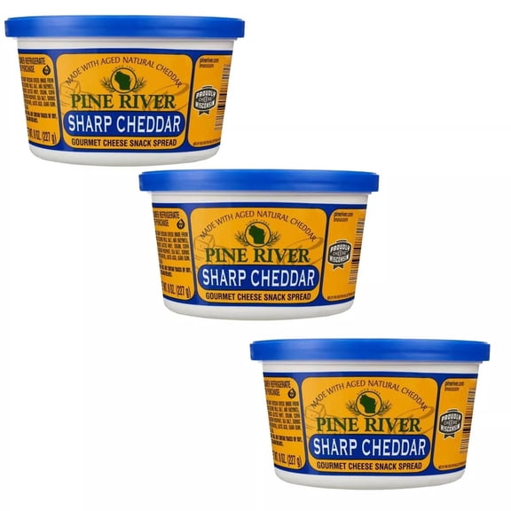 Pine River Sharp Cheddar Gourmet Cheese Spread 8oz (3 Pack) Shelf Stable