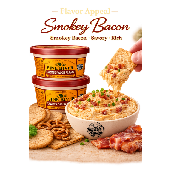 Pine River Smokey Bacon Cheese Snack Spread, 3 Pack, 8 oz Tubs, Shelf Stable