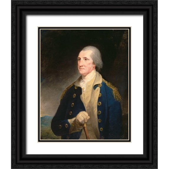 Pine, Robert Edge 12x14 Black Ornate Wood Framed with Double Matting Museum Art Print Titled - Portrait of George Washington (1785)