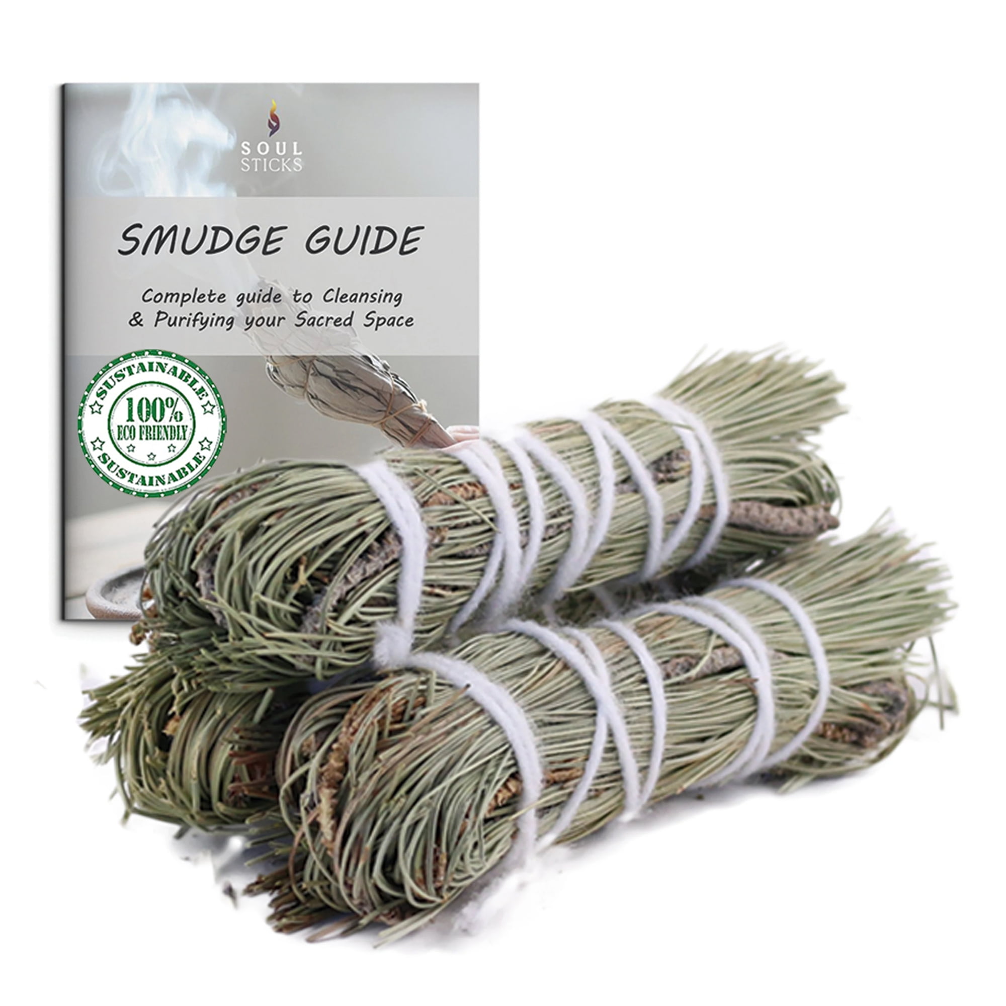 Pine Sage Smudge Sticks Pack of 3 Bundles & Smudge Guide for Smudging