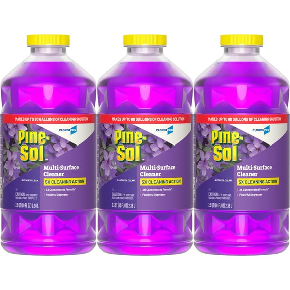 Pine-Sol Multi-Surface Cleaner, CloroxPro, All Purpose Cleaner, Lavender Clean, 80 Fluid Ounces, Pack of 3 (60608)