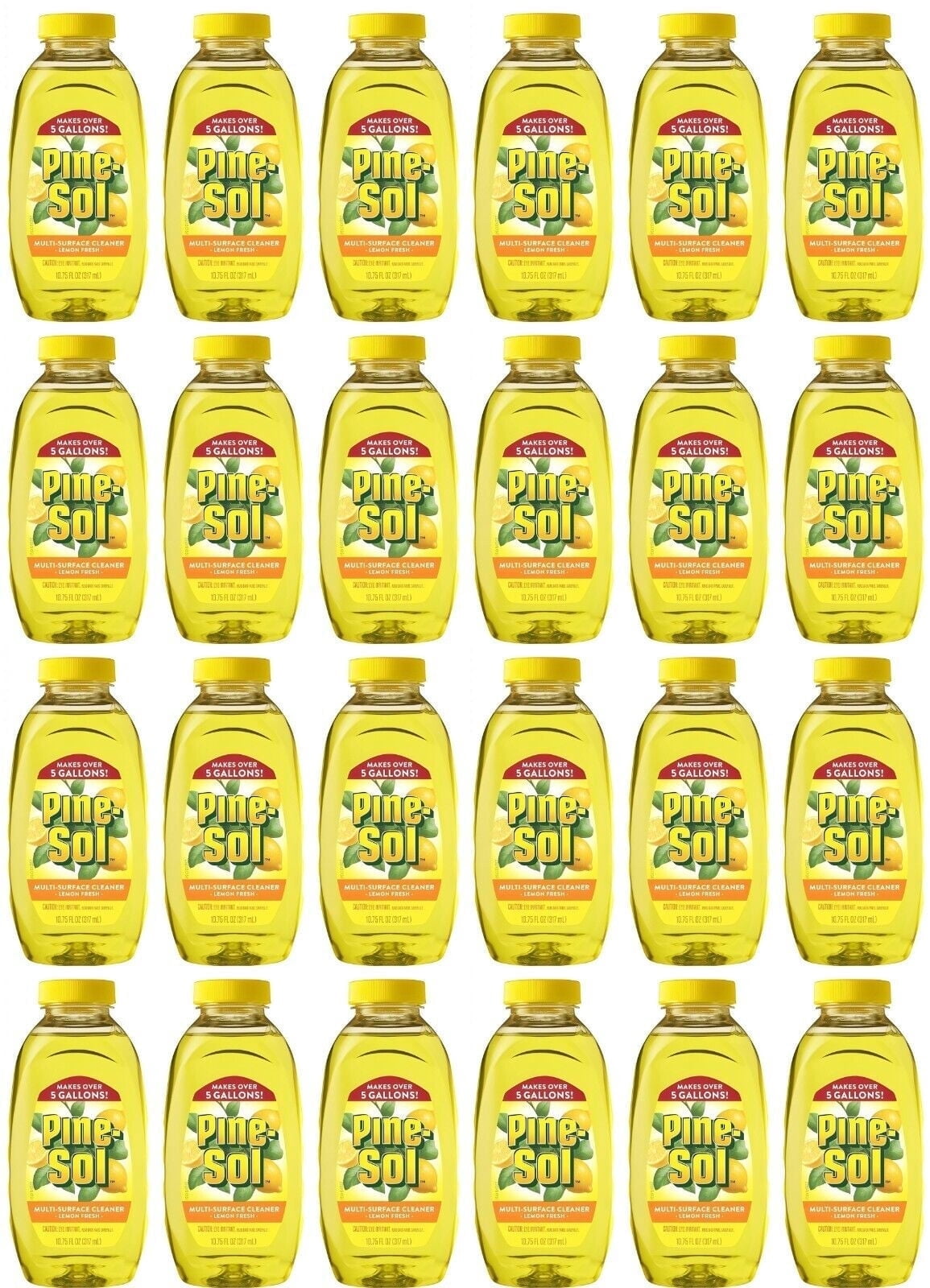 Pine-Sol Multi Surface Cleaner,  Concentrated Multi Purpose Cleaner and Degreaser for Kitchen and Bathroom, Makes 5 Gallons, Lemon Fresh Scent, 10.75 oz. Each Bulk Case of 24