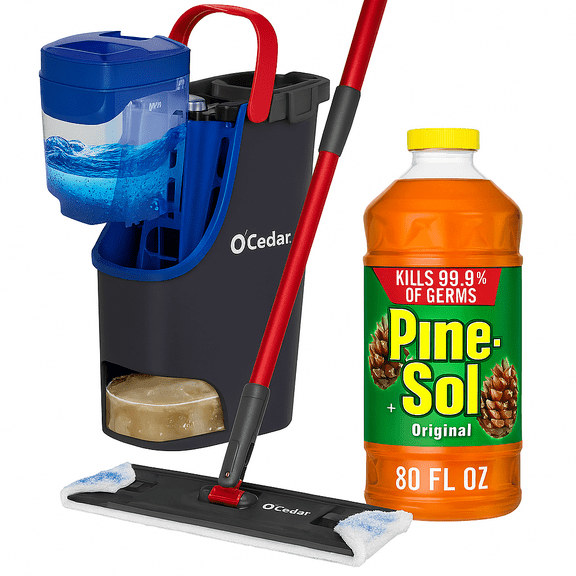 Pine-Sol Multi-Surface Cleaner, Original Pine and O-Cedar H2PRO Flat Mop System