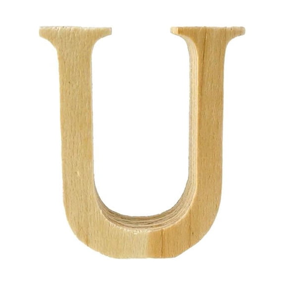 Pine Standing Wood Letter U, 2-Inch, 3-Count