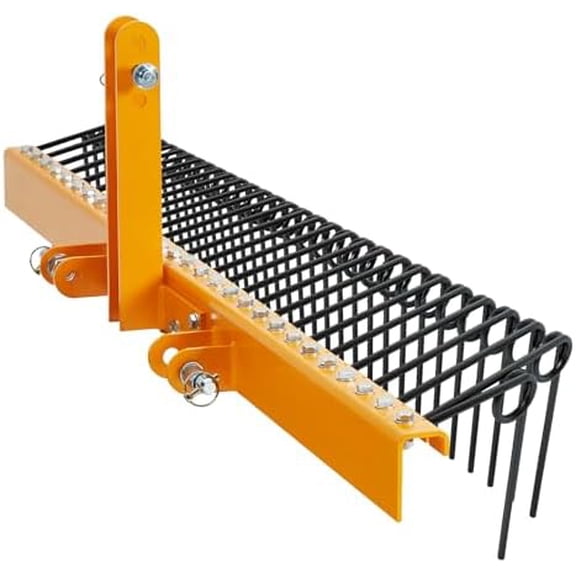 Pine Straw Rake 72 Inch , 30 Coil Spring Tines Durable Powder Coated Steel Tow Behind Landscape Rake with 3 Point Hitch Receiver Attachment Fit to Cat0 Cat 1 Tractors for Leaves Grass$$Garden & Patio