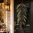 thumbnail image 1 of Pine Teardrop Door Swag, Plastic, 24.41 Inch, Seasonal Hanging Decor, for Wall, Mantel, Style B, Room Display Accent, 1 of 6