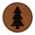 thumbnail image 1 of Pine Tree 2.5" Faux Leather Round Engraved Iron-On Patch - Brown, 1 of 6