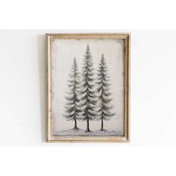 Pine Tree Art, Vintage Forest Wall Painting, Spruce Tree Print, Fir Tree, Vintage Tree Art, Forest Wall Decor Wall Art, Modern Wall Decor, 8x12 UNFRAMED