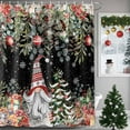 thumbnail image 1 of Pine Tree Dwarf Xmas Ball Gift Shower Curtain for Bathroom, Eucalyptus Poinsettia on Black Waterproof Shower Curtains Washable Quick Dry with Hooks Bathtub Curtains 36x72IN, 1 of 9