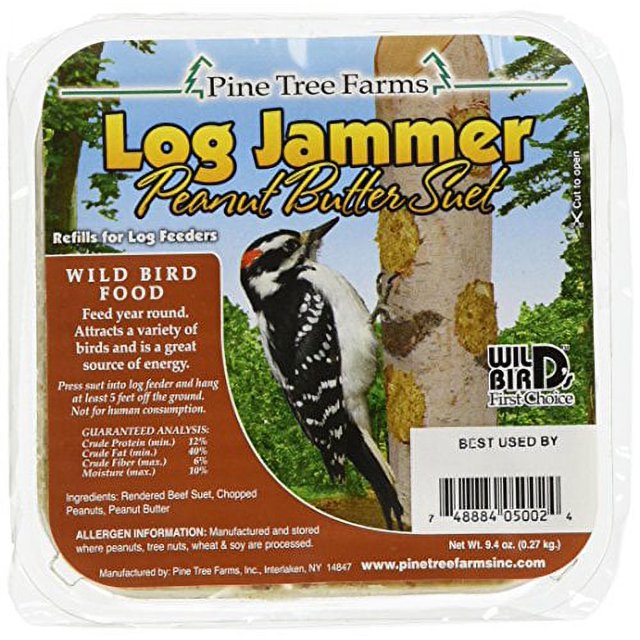 Pine Tree Farms 5002 Log Jammer Woodpecker Peanut Suet Plug, 3 plugs per pack , 9.4Ounce