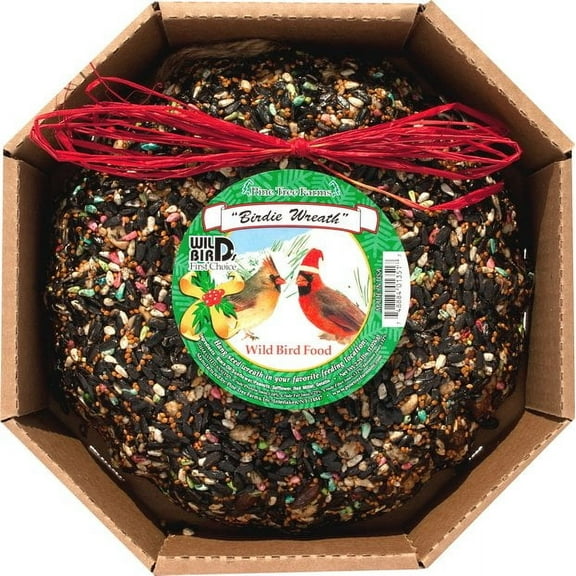 Pine Tree Farms Holiday Birdie Seed Wreath- 2.25 Lb (1351) Wild Bird Seed Food