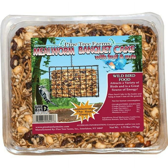 Pine Tree Farms 618032 1.75 lbs Mealworm Banquet Large Seed Cake