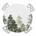 thumbnail image 1 of Pine Tree Forest Elastic Fitted Round Table Cover Forest Green Waterproof Outdoor Tablecloth for Holiday Party, Picnic, Patio & Dining Fits Tables Up to 55"-60", 1 of 8