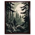 thumbnail image 1 of Pine Tree Forest Sunrise Landscape Illustration Art Print Framed Poster Wall Decor 12x16 inch, 1 of 5