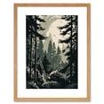 thumbnail image 1 of Pine Tree Forest Sunrise Landscape Illustration Artwork Framed Wall Art Print 9X7 Inch, 1 of 5