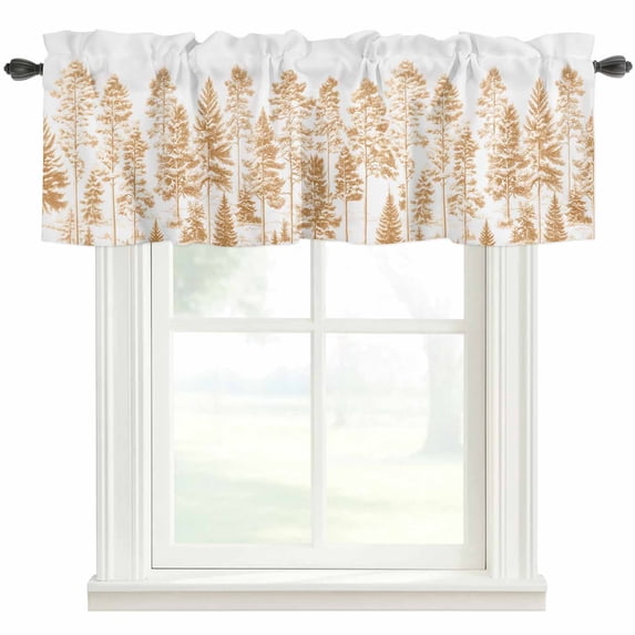 Pine Tree Forest Window Valance Curtain Plant Tree Rod Pocket Short Curtain for Living Room, Bedroom & Kitchen Window Decor 54x18in
