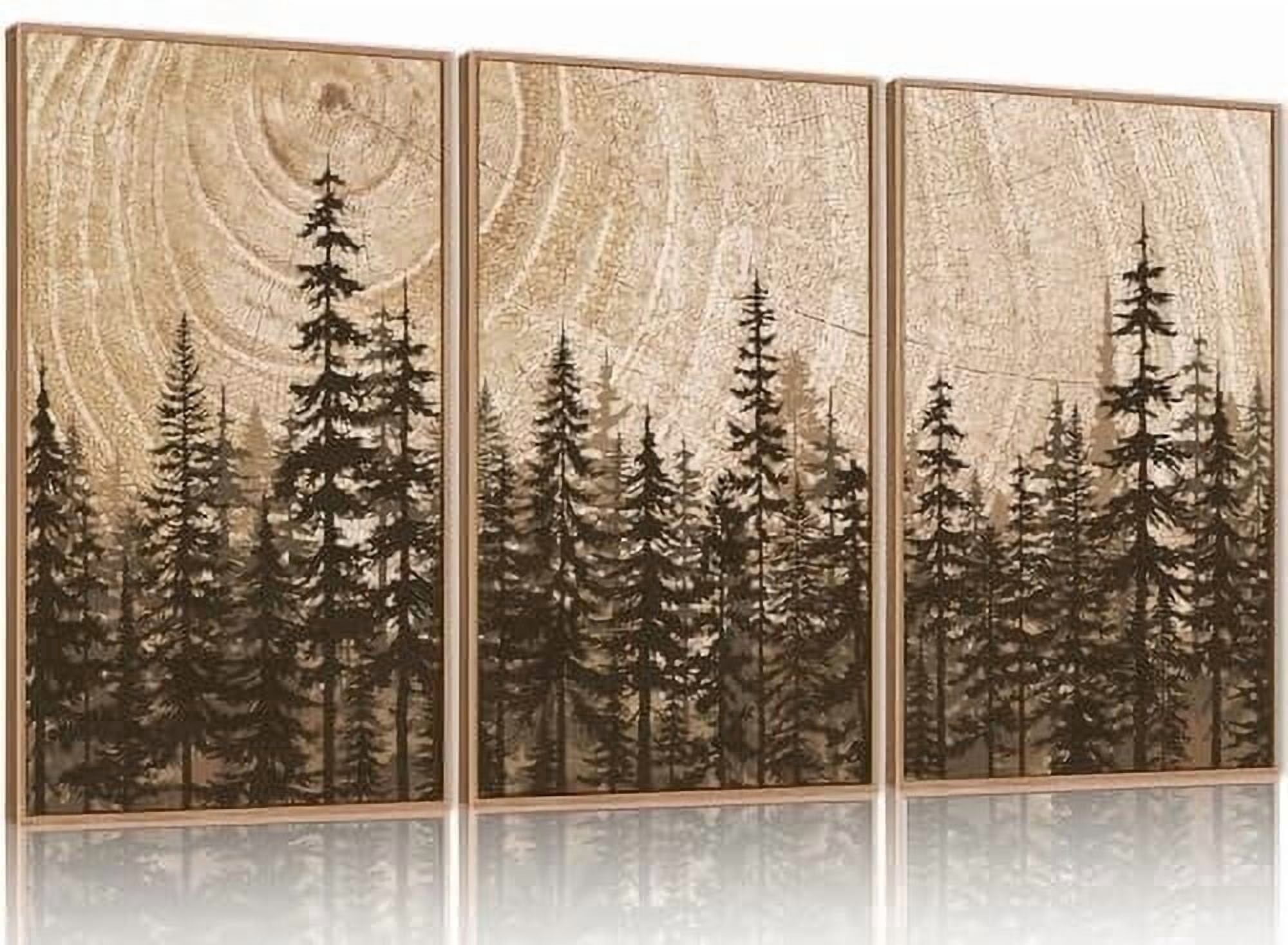 TOARTi, Pine Tree Canvas Wall Art Set, 16x24, Woodland Landscape ...