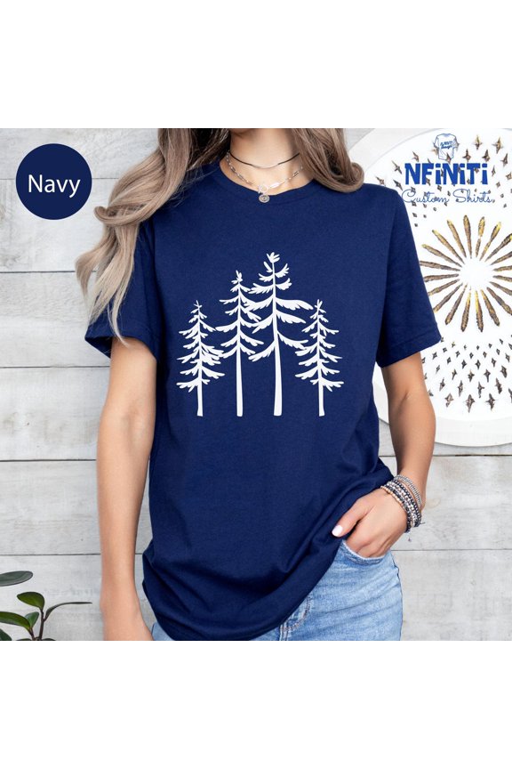 Pine Tree Graphic Tee: Outdoors Camping Hiking Shirt All Size S-5Xl