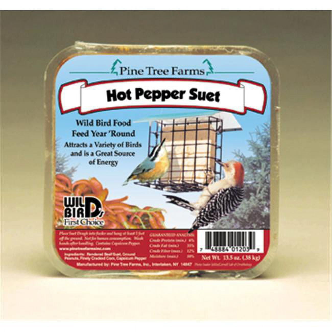 Pine Tree Hot Pepper Suet Cake 12oz