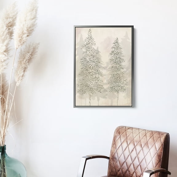 Pine Tree Line Forest Morning Landscape Woodland For Modern Art Misty Evergreen Pine Trees, Unframed Paper Print