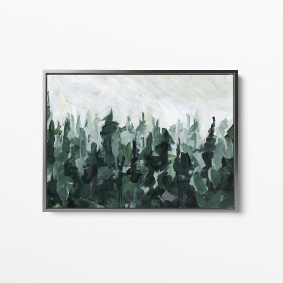 Pine Tree Line Modern Winter Forest Art For Cabin Gallery Woodland Wall Decor "Fogged Tree Line No. 1" Art Or Art, Unframed Paper Print