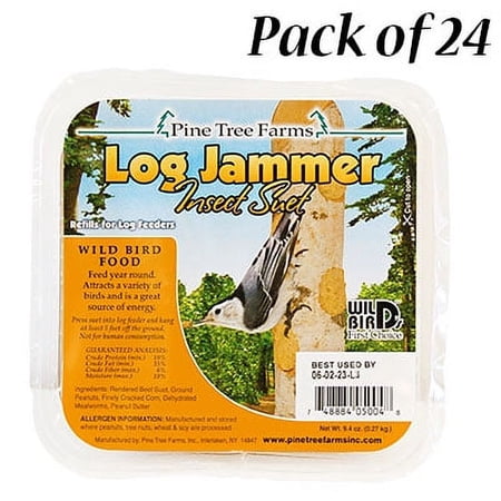 Pine Tree Log Jammer Insect Suet Plugs, 24 3-packs