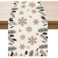thumbnail image 1 of Pine Tree Pinecone Snowflakes Christmas Winter Xmas Cloth Table Runner Burlap Table Decoration for Home Kitchen Dining Dinner Indoor Holiday Farmhouse Decor 13x36 Inch, 1 of 6