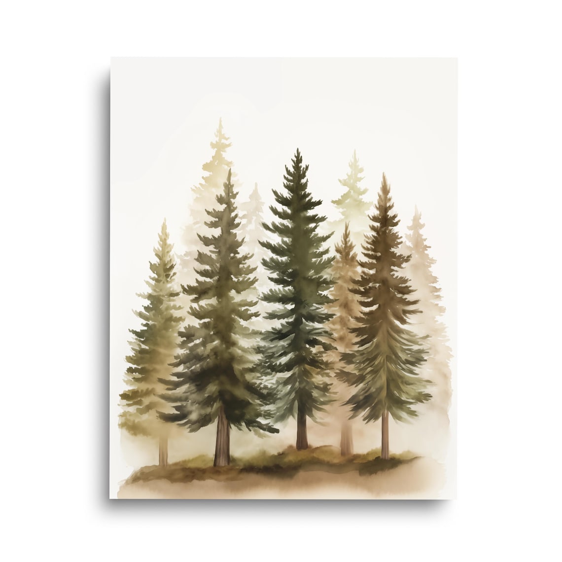 Pine Tree Print, Minimalist Evergreen Wall Art, Forest Poster, Muted ...