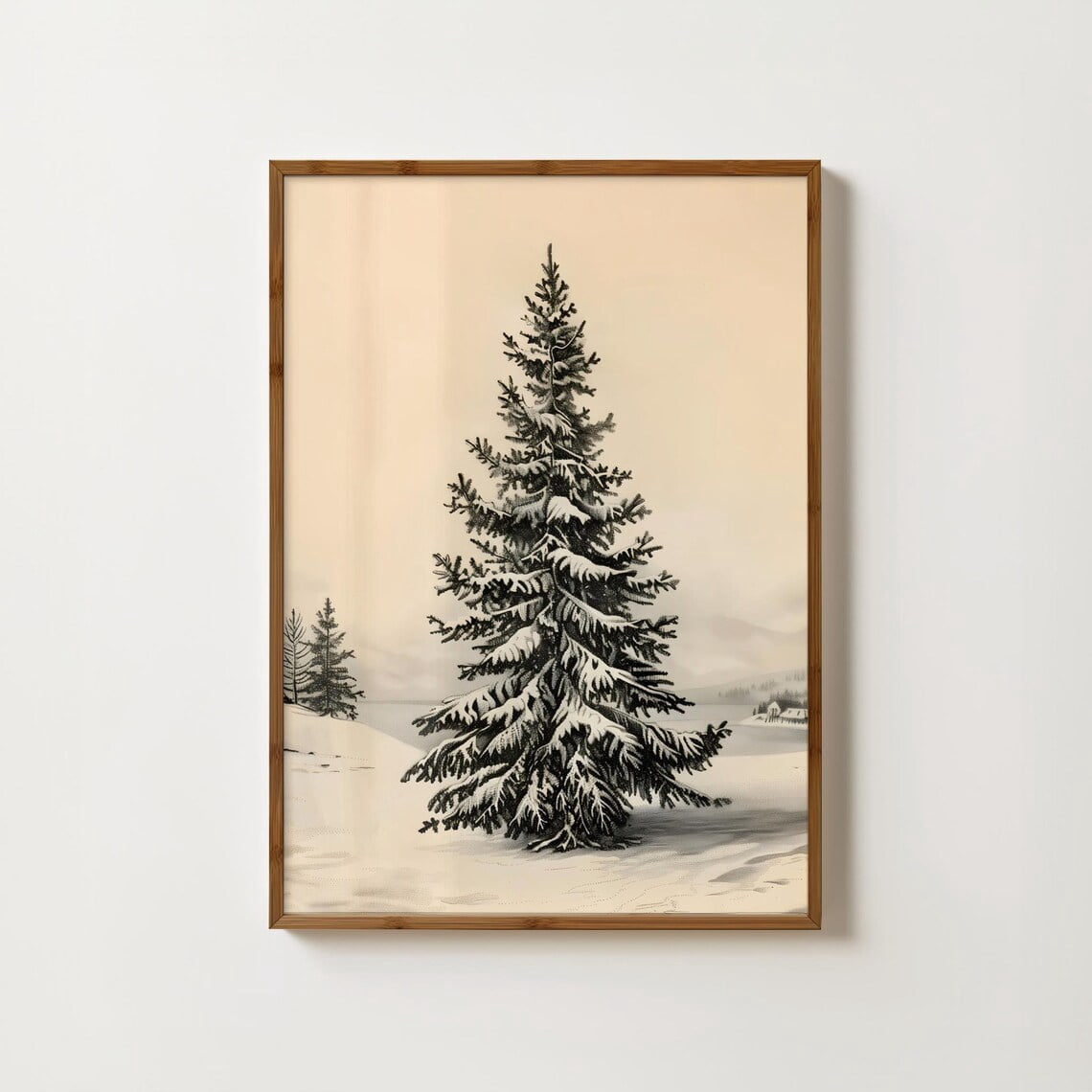 Pine Tree Print Winter Wall Art Forest Prints Decor Tree Snowy ...