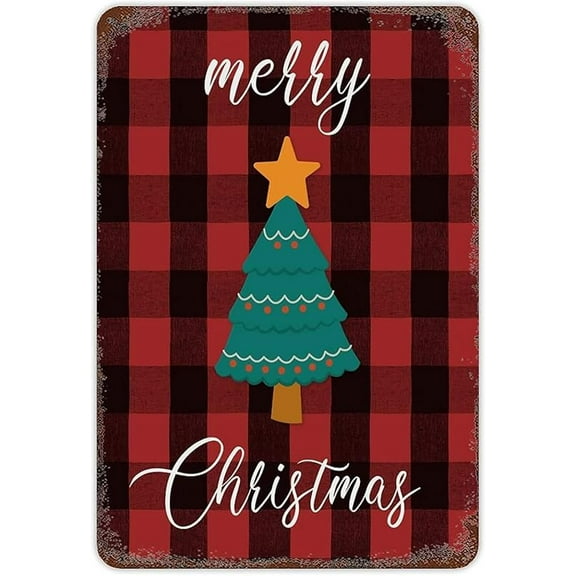 Pine Tree Satr Christmas Vintage Metal tin Sign Art Plaque Wall Decor Look Funny Gifts for Home Kitchen Garage Bathroom Farm Garden Bar Cafe Metal Posters 12X 8