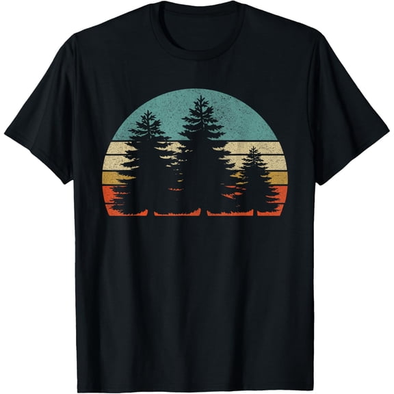 Pine Tree Sun Minimalist sunset Design Graphic tee men women T-Shirt
