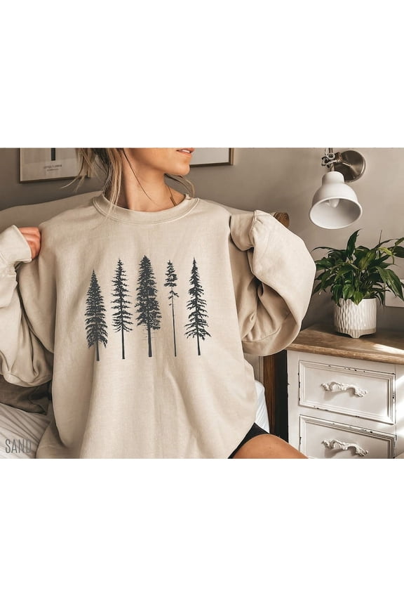 Pine Tree Sweatshirt, Evergreen Trees, Forest Sweatshirt, Trees Sweater, Gift for Nature Lover, Camping Sweatshirt, Hiking Shirt