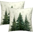 thumbnail image 1 of Pine Tree Throw Pillow Covers 20x20 Set of 2, Green Rustic Style Natural Forest Winter Snowflake Cotton Square Decorative Pillowcase Cushion Cover for Home Sofa Bed Outdoor, 1 of 4