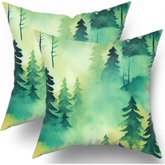 Pine Tree Throw Pillowcases Sage Green Pillow Cover Set of 2 Nature Themed Olive Green Couch Decor Forest Green Pillowcase for Indoor Outdoor Home Living Room Bedroom Sofa