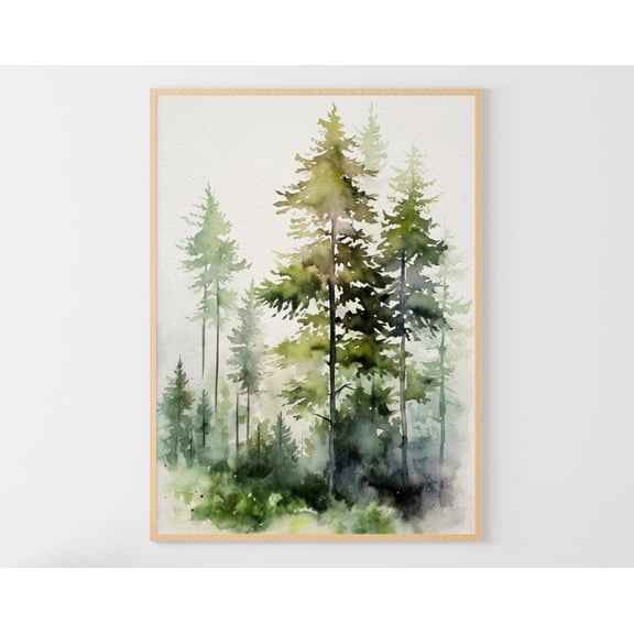 Pine Tree Vermont Landscape Foggy Forest Wall Art Forest Art Poster Pine Trees Poster, Unframed Poster Size 8x12